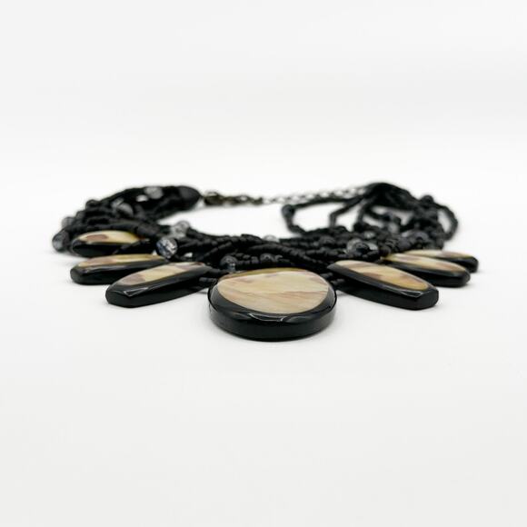 Gerda Lynggaard Monies Necklace Vtg Designer Coconut Shell Abalone Reversible - Picture 10 of 13